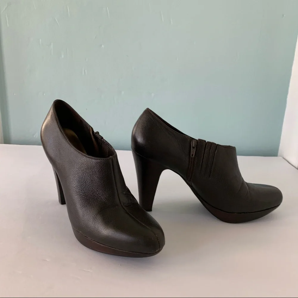 Matisse Booties Brown Leather Platform High Heel Inside Zipper 8.5M